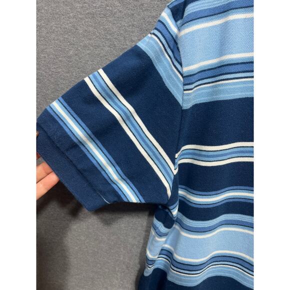 Polo Ralph Lauren Polo Blue/White Stripe Knit Yellow Pony Mens Size Large - Picture 5 of 9